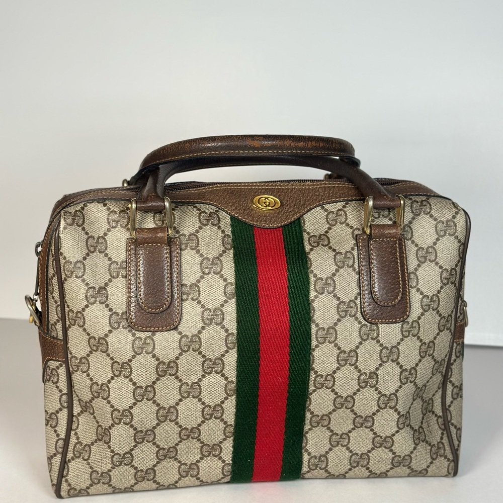 Authentic Vintage Gucci GG Ophidia Sherryline Supreme Boston Handbag
